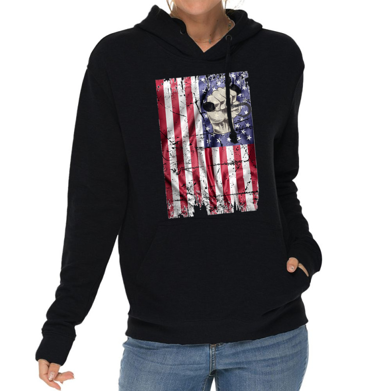 Longshoreman Vintage American Flag Usa Fist And Hook Tank Top Lightweight Hoodie | Artistshot