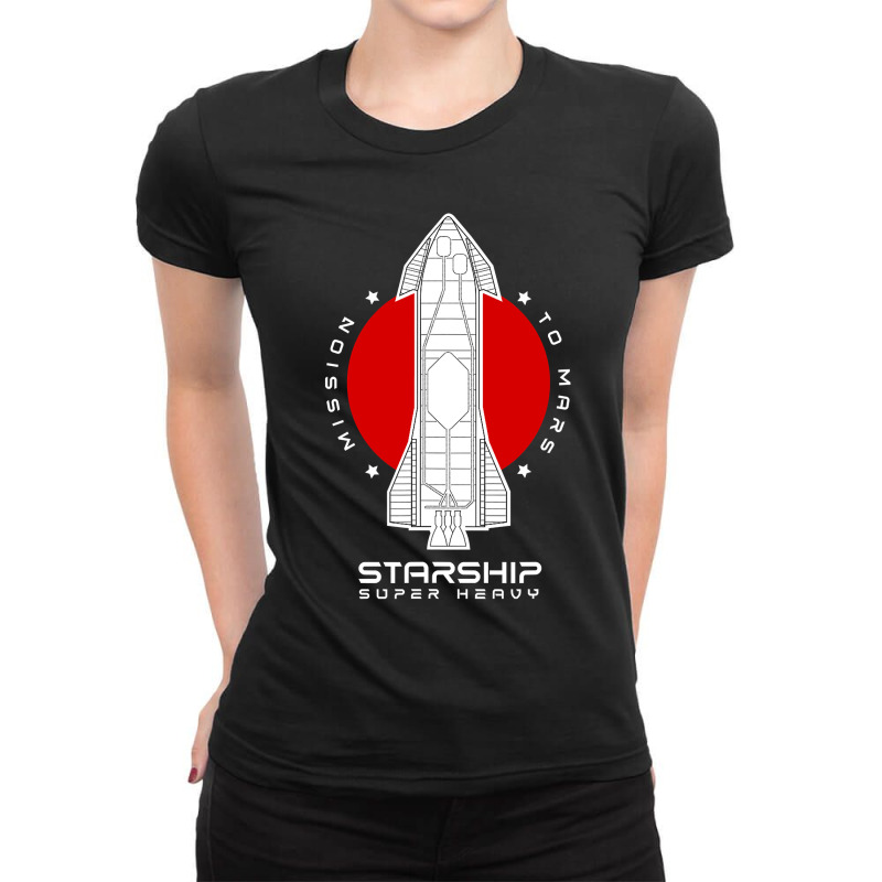 Starship Sn15 Mission To Mars Space Rocket X Raptor Launch Ladies Fitted T-Shirt by cm-arts | Artistshot