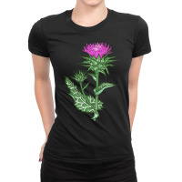 Herb Plant Retro Vintage Drawing Art   Milk Thistle Sweatshirt Ladies Fitted T-shirt | Artistshot