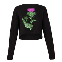 Herb Plant Retro Vintage Drawing Art   Milk Thistle Sweatshirt Cropped Sweater | Artistshot