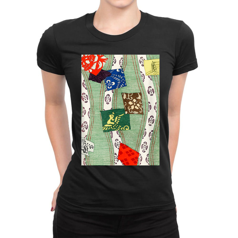 Japanese Patterns From Paintings And Woodblock Prints 13 Ladies Fitted T-Shirt by Short | Artistshot