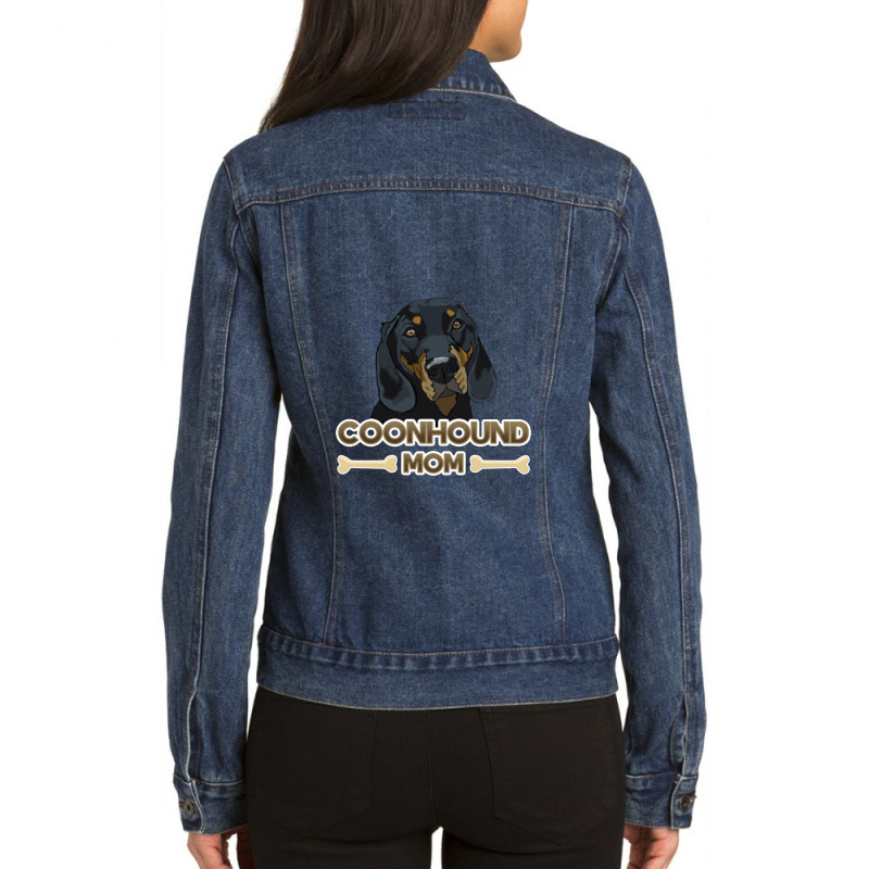 Coonhound Mom   Black And Tan Coonhound Mom Ladies Denim Jacket by noranajas | Artistshot