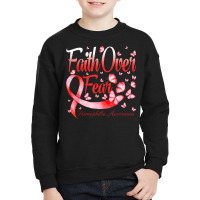 Faith Over Fear Hemophilia Awareness Butterfly Youth Sweatshirt | Artistshot