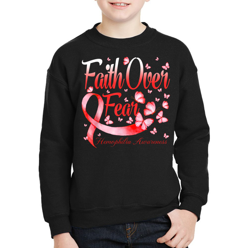 Faith Over Fear Hemophilia Awareness Butterfly Youth Sweatshirt by Fly | Artistshot