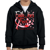 Faith Over Fear Hemophilia Awareness Butterfly Youth Zipper Hoodie | Artistshot