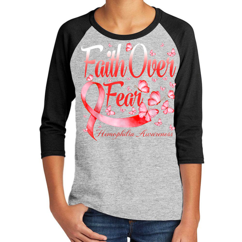 Faith Over Fear Hemophilia Awareness Butterfly Youth 3/4 Sleeve by Fly | Artistshot