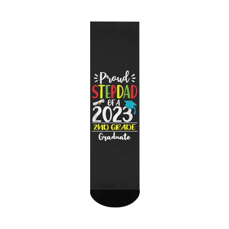 Funny Proud Stepdad Of A Class Of 2023 2nd Grade Graduate Crew Socks | Artistshot