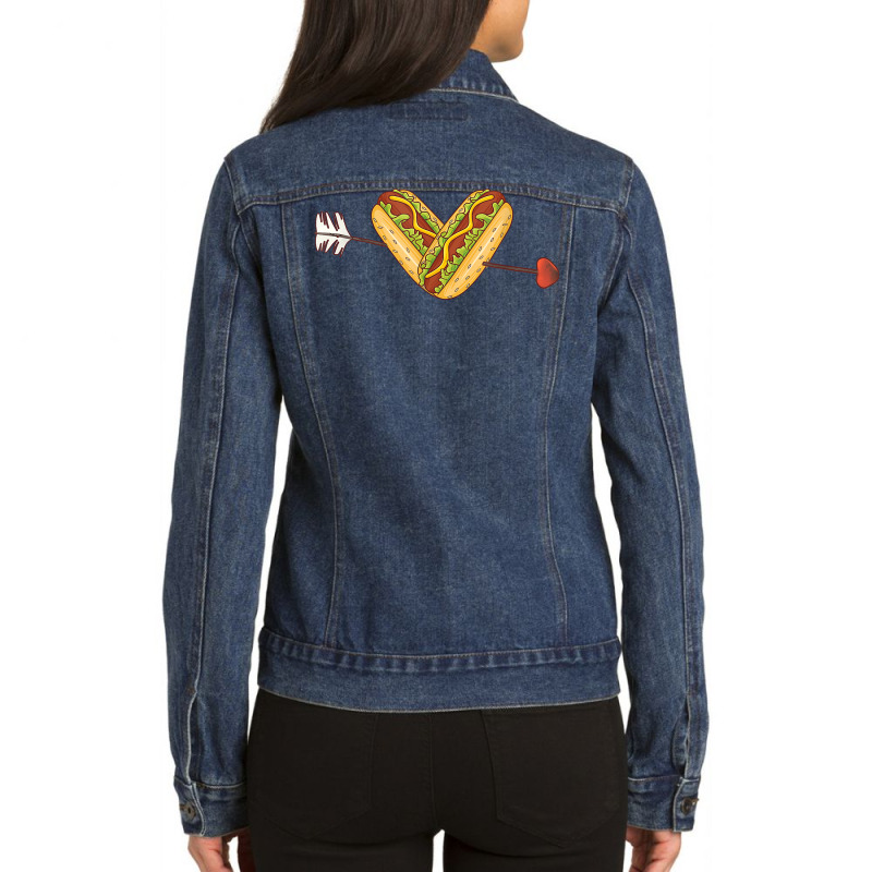 I Love Weiners Hotdogs Arrow Frankfurter Frank Sausage Bun T Shirt Ladies Denim Jacket by cm-arts | Artistshot