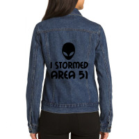 I Stormed Area 51 Alien Fan Ladies Denim Jacket | Artistshot