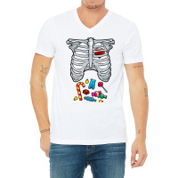 Halloween Costume Xray Skeleton Rib Heart Candy Adult Kids V-neck Tee | Artistshot