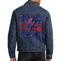 Cheer Coach Lightning Bolt Cheer Leopard Blue Red Men Denim Jacket | Artistshot