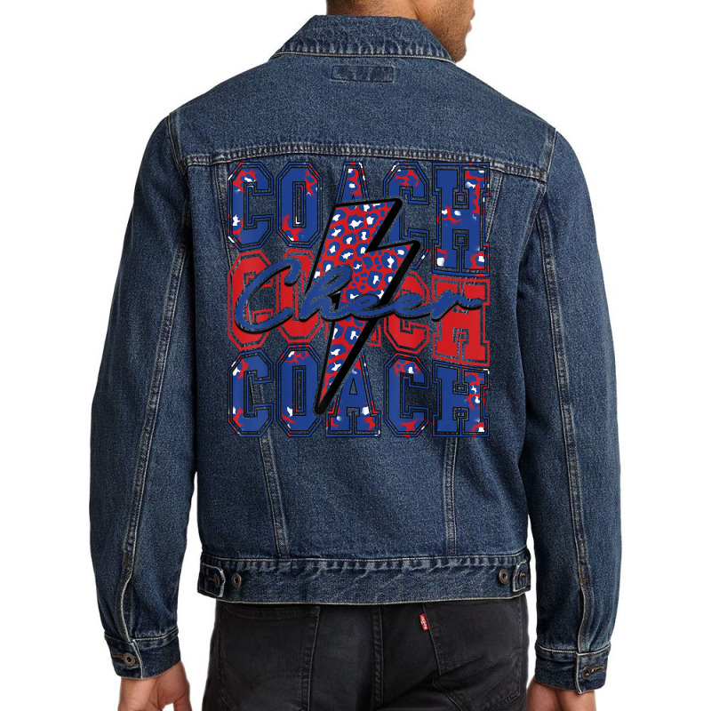 Cheer Coach Lightning Bolt Cheer Leopard Blue Red Men Denim Jacket by Scarlets | Artistshot