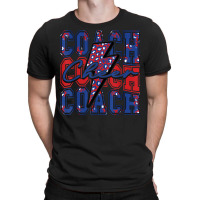 Cheer Coach Lightning Bolt Cheer Leopard Blue Red T-shirt | Artistshot