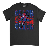 Cheer Coach Lightning Bolt Cheer Leopard Blue Red Classic T-shirt | Artistshot