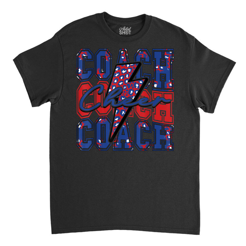 Cheer Coach Lightning Bolt Cheer Leopard Blue Red Classic T-shirt by bambi | Artistshot