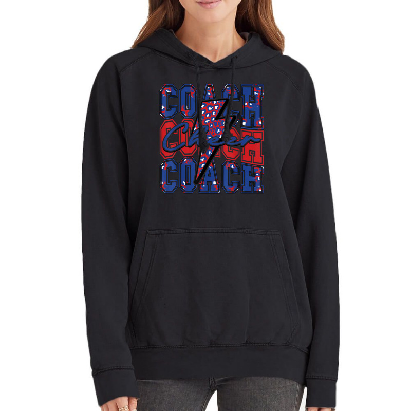 Cheer Coach Lightning Bolt Cheer Leopard Blue Red Vintage Hoodie by bambi | Artistshot