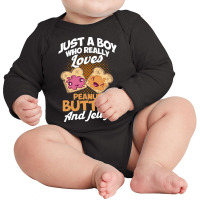 Peanut Butter T  Shirt A Boy Who Loves Peanut Butter And Jelly Peanut Long Sleeve Baby Bodysuit | Artistshot