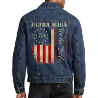 Vintage Ultra Maga We The People Proud Republican Usa Flag Pullover Ho Men Denim Jacket | Artistshot