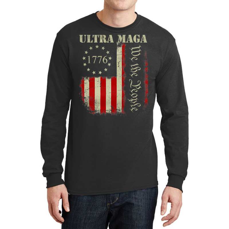 Vintage Ultra Maga We The People Proud Republican Usa Flag Pullover Ho Long Sleeve Shirts by cm-arts | Artistshot