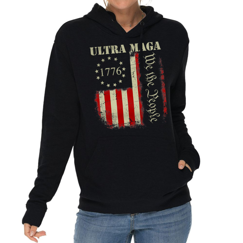 Vintage Ultra Maga We The People Proud Republican Usa Flag Pullover Ho Lightweight Hoodie by cm-arts | Artistshot