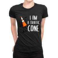 I Am A Traffic Cone Orange Lazy Easy Costumes Halloween Ladies Fitted T-shirt | Artistshot