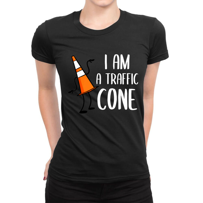 I Am A Traffic Cone Orange Lazy Easy Costumes Halloween Ladies Fitted T-Shirt by Hulk | Artistshot