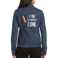 I Am A Traffic Cone Orange Lazy Easy Costumes Halloween Ladies Denim Jacket | Artistshot