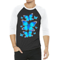 Majestic Butterfly   Blue Butterflies Morpho T Shirt 3/4 Sleeve Shirt | Artistshot