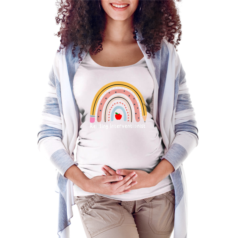 Reading Interventionist, Reading Specialist Rainbow T Shirt Maternity Scoop Neck T-shirt by cm-arts | Artistshot