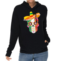 Fiesta Sugar Skull Rose Calavera Mexican Flag Cinco De Mayo T Shirt Co Lightweight Hoodie | Artistshot