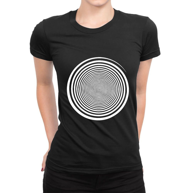 White Swirl Self Hypnosis   Hypnotic Trance Trippy Swirl Ladies Fitted T-Shirt by Leslietorresw | Artistshot