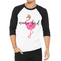 Flower Pink Mama Bird Momma Flamingo Summer Sea 2019 Floral 3/4 Sleeve Shirt | Artistshot