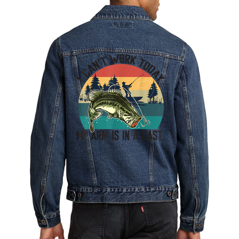 Mens I Can't Work Today, My Arm Is In A Cast, Fishing Vintage T Shirt Men Denim Jacket | Artistshot