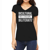 Bicultural Bilingual Bilterate Language Spanish Teacher Esl T Shirt Women's V-neck T-shirt | Artistshot