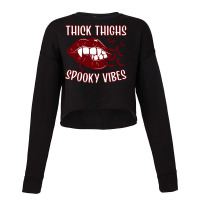 Thick Thighs And Spooky Vibes Vampire Women Bat Lips Pullover Hoodie Cropped Sweater | Artistshot