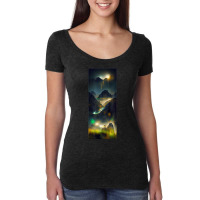 Quasar In Motion Across The Night Sky Mountain Blur Northern Women's Triblend Scoop T-shirt | Artistshot