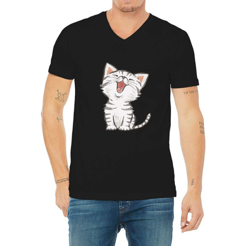 American Shorthair Happy 1.png V-Neck Tee by LawrenceKemp | Artistshot