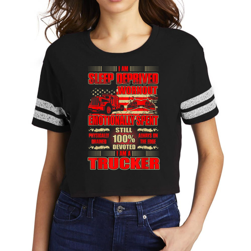 Sleep Deprived Worn Out 100 Devoted Trucker Tshirt Scorecard Crop Tee by cm-arts | Artistshot