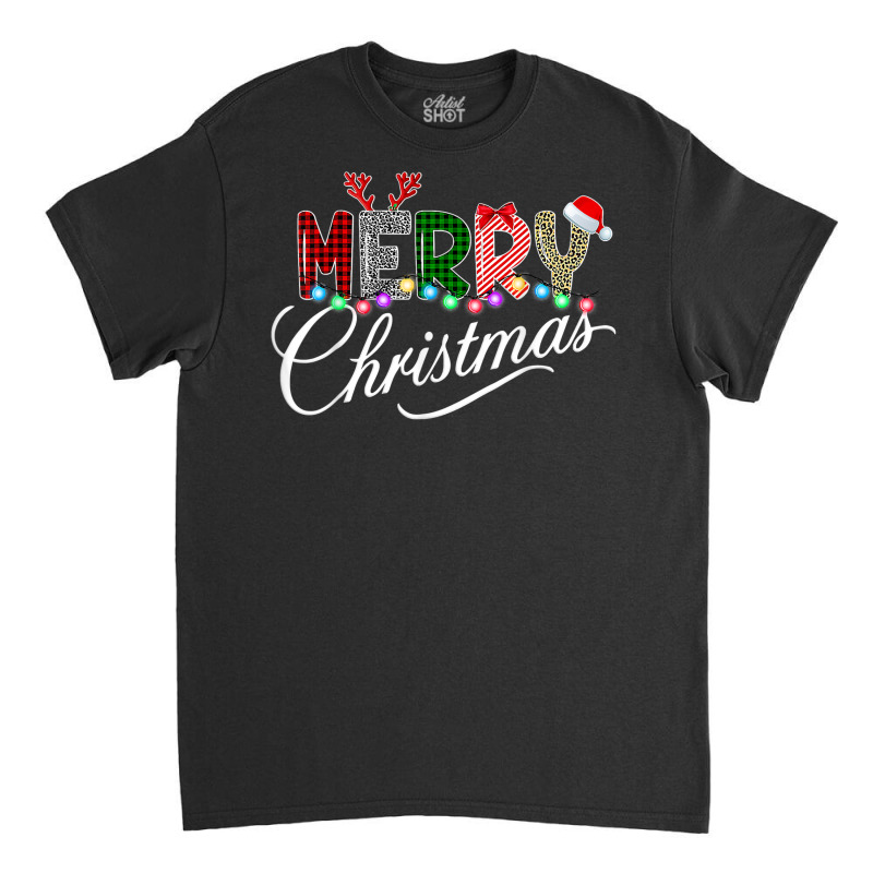 Merry Christmas 2022 Leopard Buffalo Red Plaid Xmas Lights Classic T-shirt | Artistshot