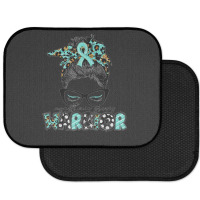 Messy Bun Women Teal Ribbon Myasthenia Gravis Warrior T Shirt Rear Car Mat | Artistshot