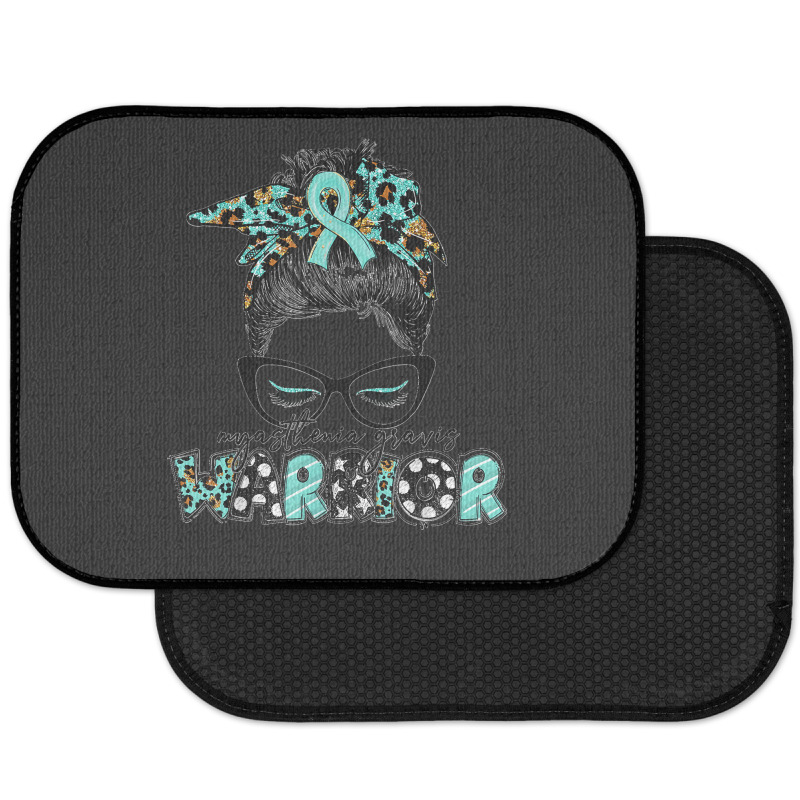 Messy Bun Women Teal Ribbon Myasthenia Gravis Warrior T Shirt Rear Car Mat | Artistshot