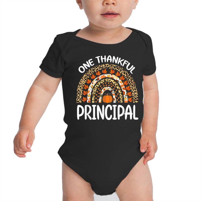 One Thankful Principal Thanksgiving Rainbow Leopard Fall Baby Bodysuit by bambi | Artistshot