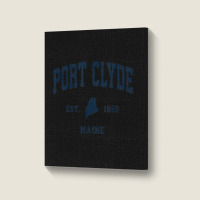 Port Clyde Maine Me Vintage Athletic Navy Sports Design Portrait Canvas Print | Artistshot