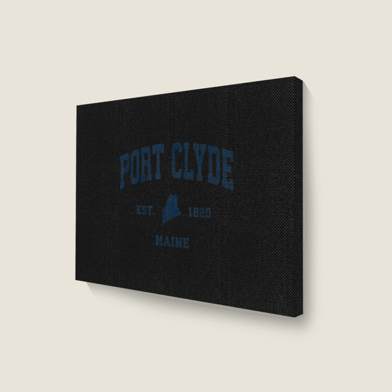 Port Clyde Maine Me Vintage Athletic Navy Sports Design Landscape Canvas Print | Artistshot