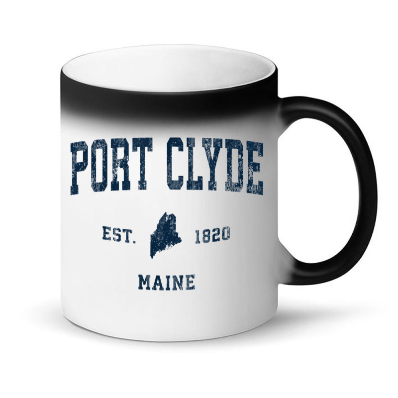 Port Clyde Maine Me Vintage Athletic Navy Sports Design Magic Mug | Artistshot