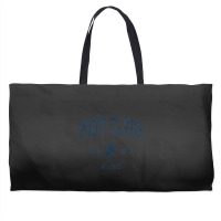 Port Clyde Maine Me Vintage Athletic Navy Sports Design Weekender Totes | Artistshot