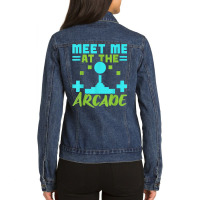 Meet Me At The Arcade Video Game Game Nerd Streamer Ladies Denim Jacket | Artistshot