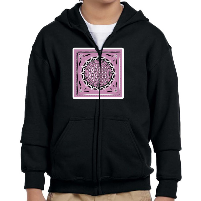 Flower Of Life Sacred Geometry Metatrons Cube Symbol Healing And Balan Youth Zipper Hoodie by riska_art | Artistshot