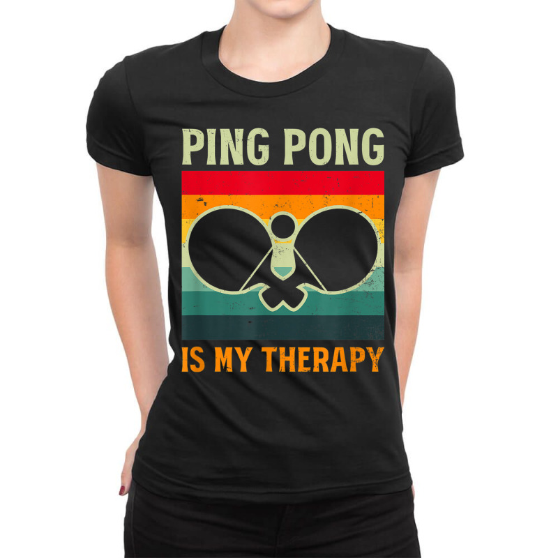 Ping Pong Therapy Design Table Tennis Ladies Fitted T-Shirt by BooBug | Artistshot