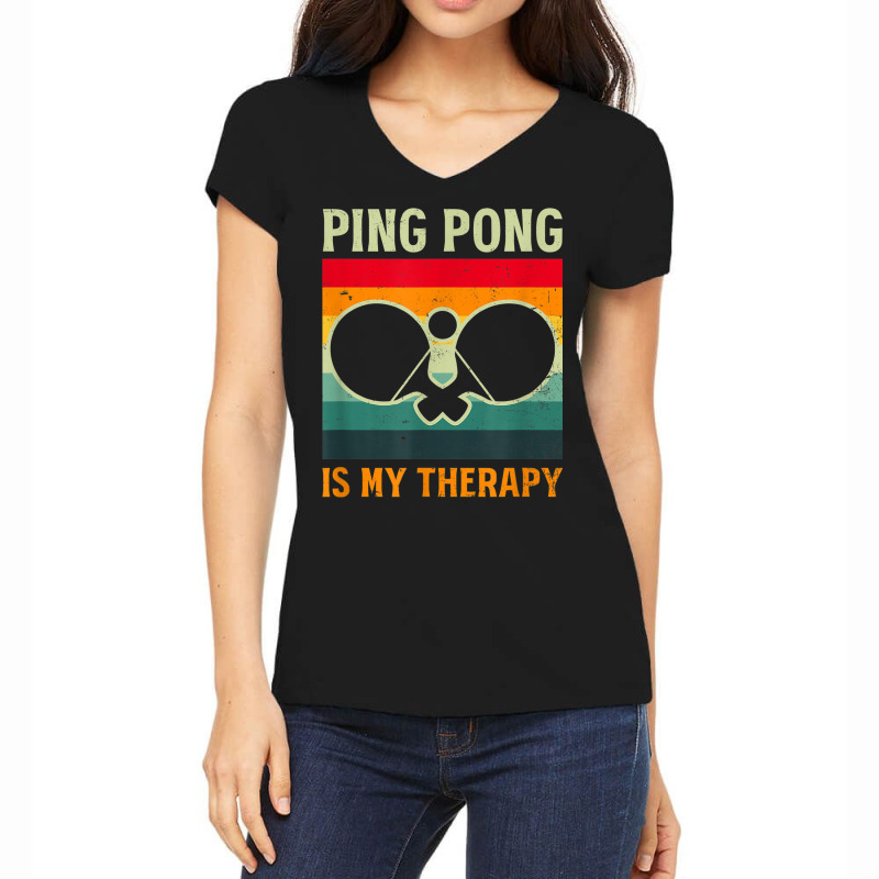 Ping Pong Therapy Design Table Tennis Women's V-Neck T-Shirt by BooBug | Artistshot